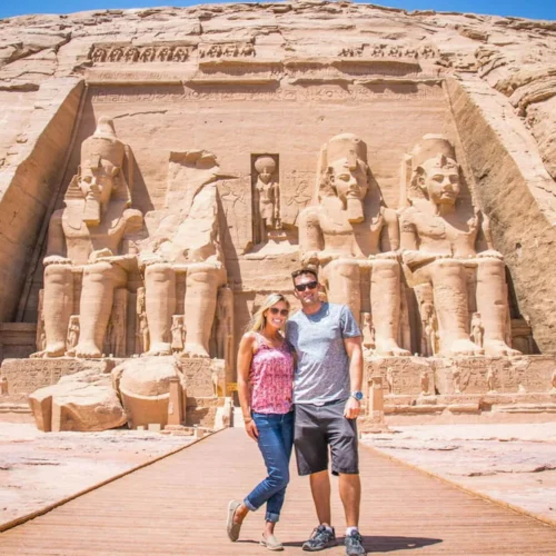 colossal statues of ramesses ii at the great rock temple of abu simbel visited during a 6 day cairo and aswan tour