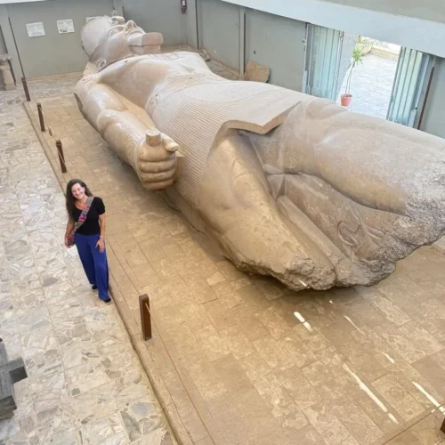 The colossal reclining statue of Ramses II in the Memphis open-air museum