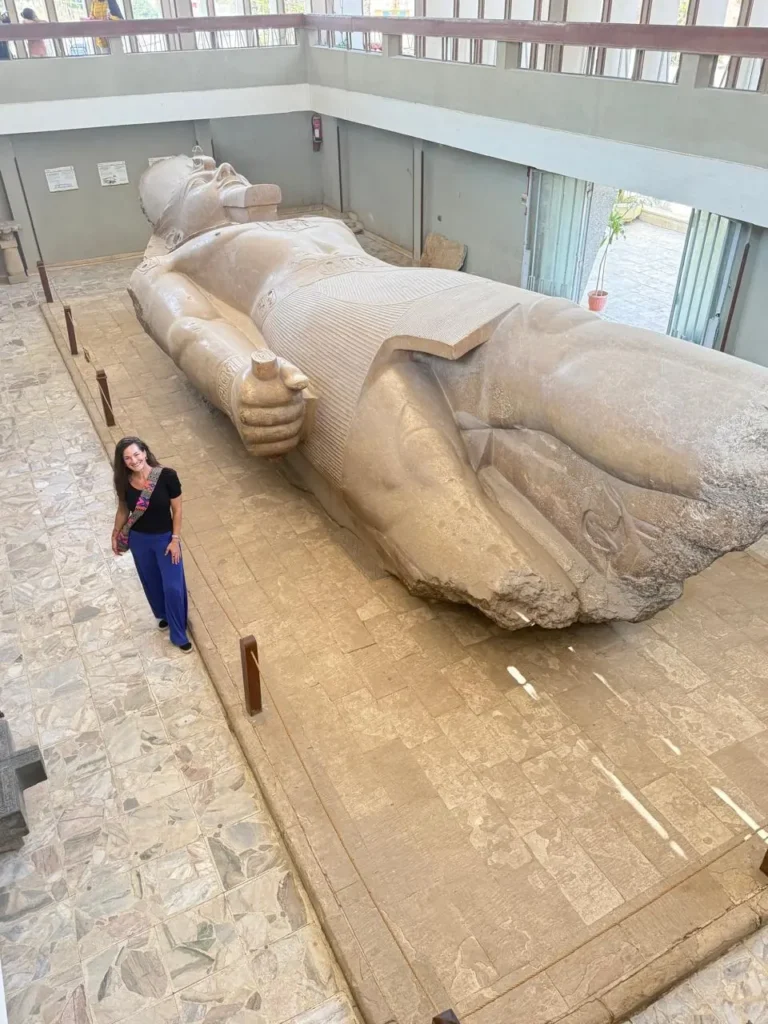 The colossal reclining statue of Ramses II in the Memphis open-air museum