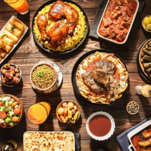 delicious traditional egyptian dishes including koshari falafel and grilled kebabs served during a cairo food tour