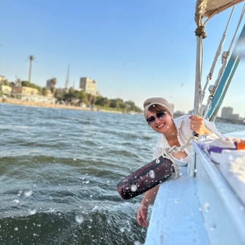 Travel photo of Cairo sunset felucca: felucca on the Nile in Cairo