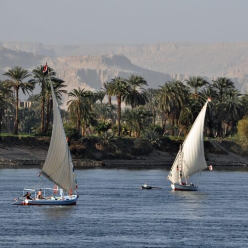 Feluccas on the Nile in Luxor (Egypt)
