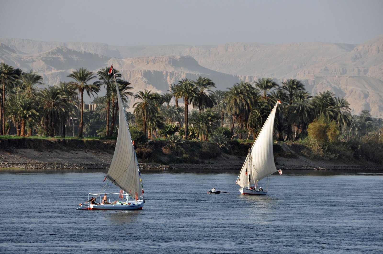 Feluccas on the Nile in Luxor (Egypt)