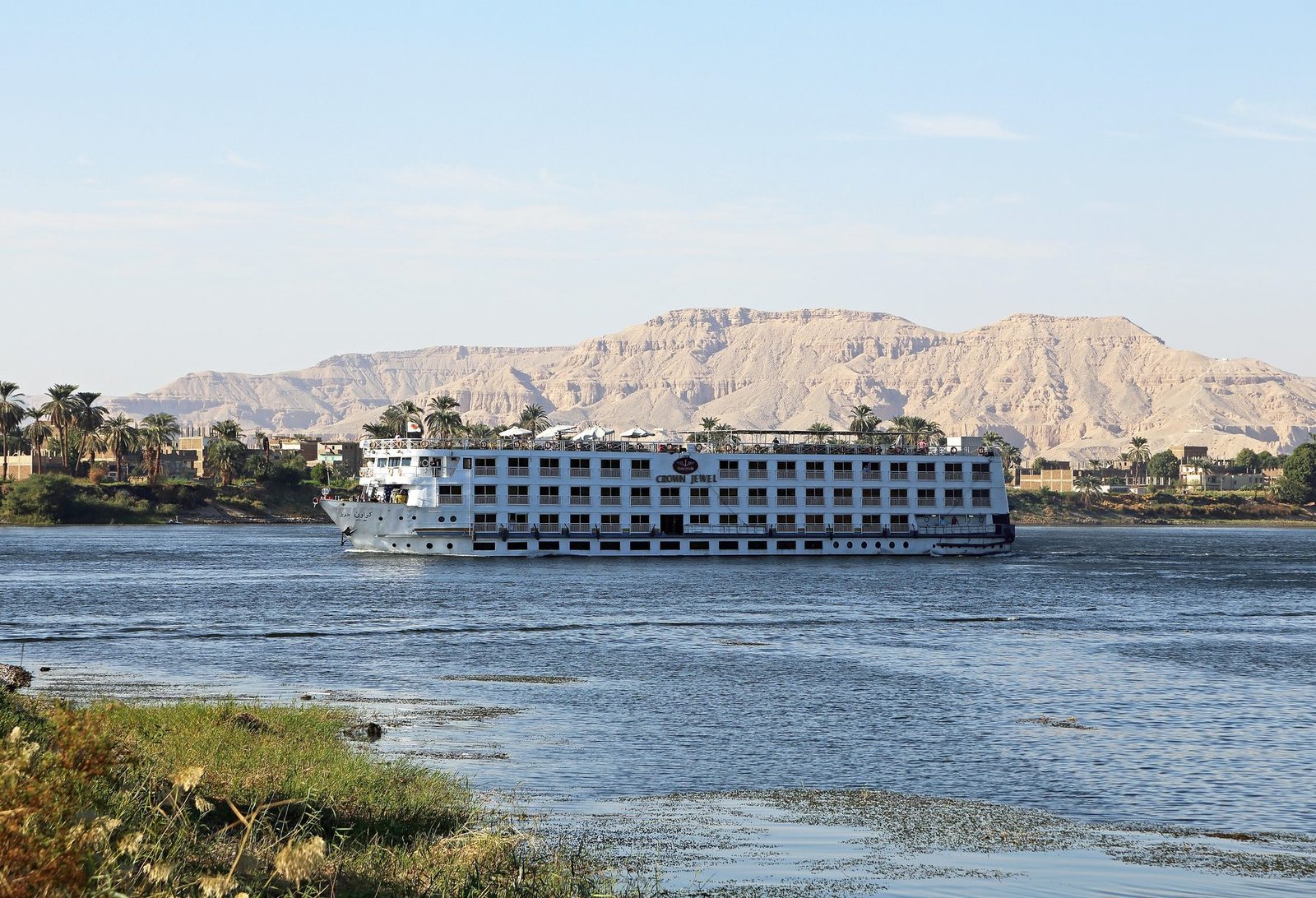 River cruise ship Crown Jewel on the Nile in Luxor (Egypt)