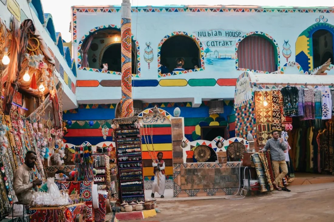 Travel photo of Nubian village Aswan: colorful Nubian houses
