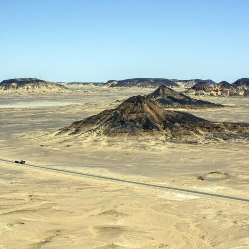 The Black Desert located in Bahariya Oasis in the Western Desert, Egypt